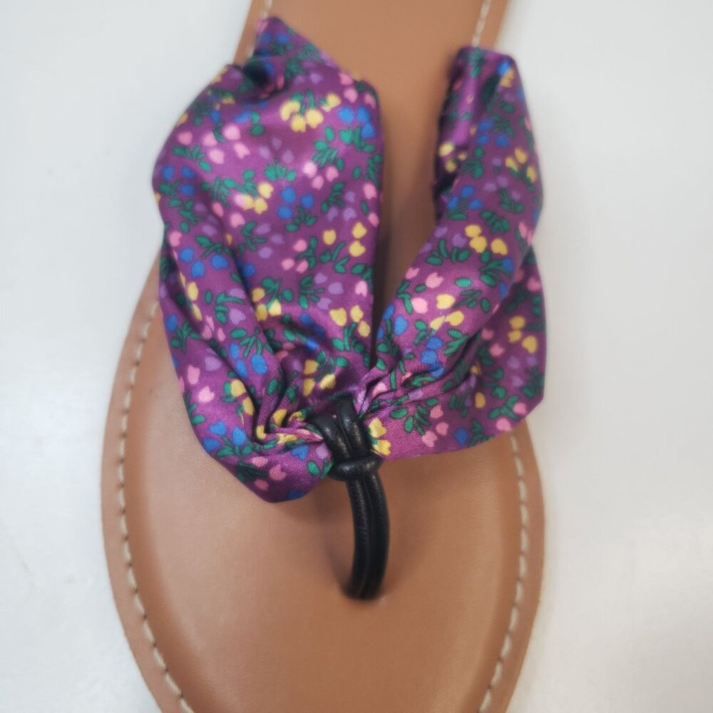 Matilda Jane Thong Sandals 7 Purple Floral Satin Open Toe Beach Flip Flop Slides - Picture 9 of 11